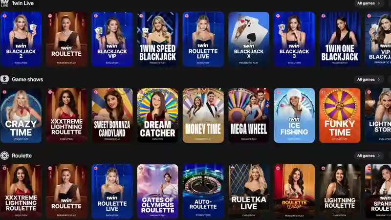 1win live casino